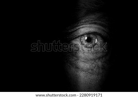 close-up of an eye  in the shadows