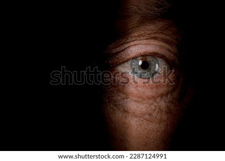 close-up of an eye  in the shadows