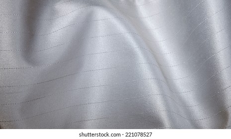 Close-up Fabric Silver Textile Texture To Background