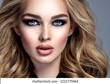 Young Beautiful Woman Blue Eyes Images Stock Photos Vectors