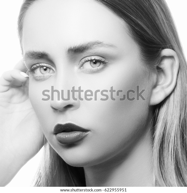 Closeup Face Seductive Girl Touching Head Stock Photo Edit Now 622955951 shutterstock