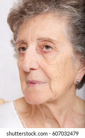 Closeup of a face of senior woman