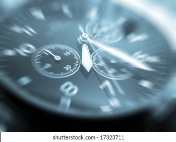 Close-up Of Face Of Wrist Watch Toned Blue