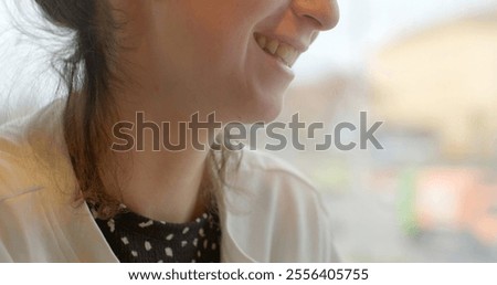 Similar – Image, Stock Photo young woman, pretty, plait, look away