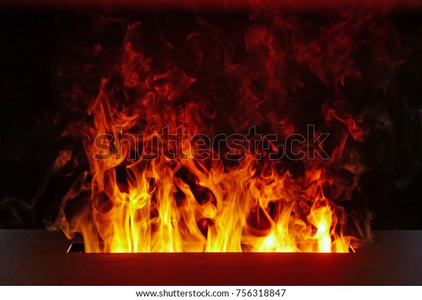 Closeup Fake Fire Fireplace Emulated By Interiors Stock Image