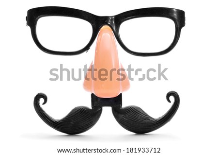 closeup of a fake nose and glasses, with mustache and furry eyebrows Foto stock © 