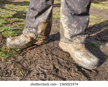 Closeup Farmer Outdoor Boot Covered Mud Stock Photo (Edit Now) 1365021974