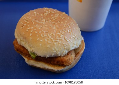 Closeup Of A Fastfood Chicken Sandwhich.