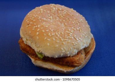 A Closeup Of A Fastfood Chicken Sandwhich.