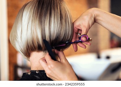 Closeup of a female bob haircut - Powered by Shutterstock