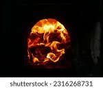 A closeup of fiery flames in an incinerator