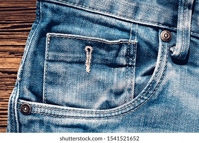 Close-up Of A Fifth Tiny Pocket In Front Of Jeans.