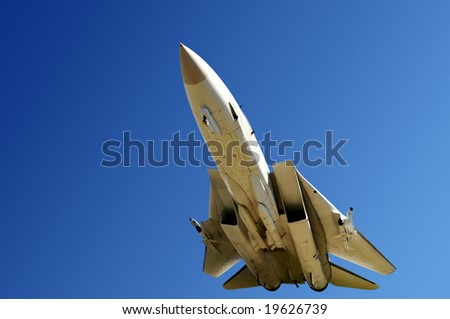 Closeup of fighter jet from below