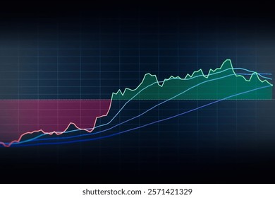 Close-up of financial chart on stock market on monitor display. Stock market data business analysis concept.