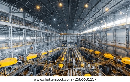 Closeup of fine pulp with bubbles, concentration plant. Flotation and processing for copper ore.