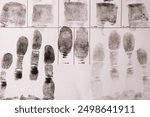 Close-up of fingerprints on a fingerprint card, forensic examination, registration of criminals