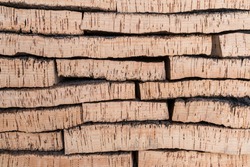 Close-up Of Finished Cork Bark Ready For Manufacturing Into Cork Stoppers For Wine And Champagne Bottles