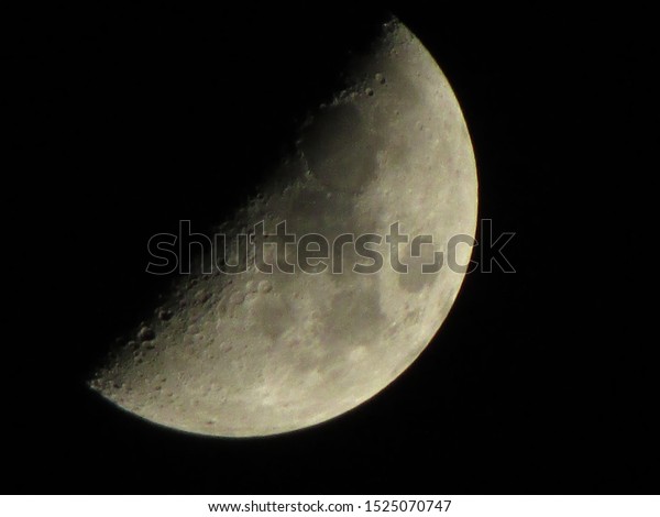 close-up\
first quarter moon, Half Moon refers to the two lunar phases\
commonly known as first quarter and last\
quarter