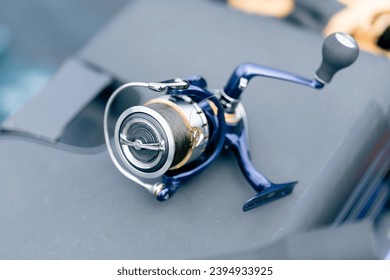 close-up Fishing tackle fishing spinning hooks and baits fisherman on reservoir feeder free style method - Shutterstock ID 2394933925