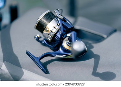 close-up Fishing tackle fishing spinning hooks and baits fisherman on reservoir feeder free style method - Shutterstock ID 2394933929