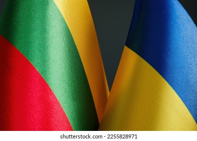 Close-up of the flags of Lithuania and Ukraine. - Shutterstock ID 2255828971