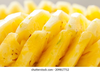 Close-up Flesh Of A Pineapple Slice.