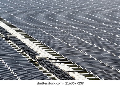 Close-up Of The Floating Solar Power System On A Detention Basin In Kaohsiung, Taiwan.