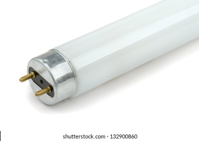 Close-up Of Fluorescent Light Tube On White Background