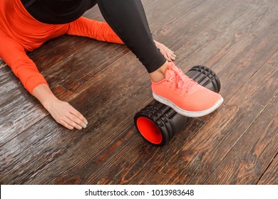 Closeup Foam Roller. Myofascial Equipment