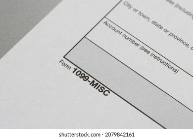 Closeup of Form 1099-MISC, Miscellaneous Income. - Shutterstock ID 2079842161