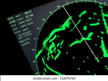 Closeup Fragment Of Ships Navigation Radar Screen