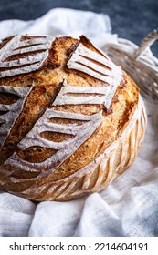 Closeup Of Fresh Homemade Sourdough Bread