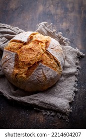 Closeup Of Fresh Homemade Sourdough Bread