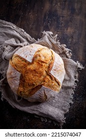 Closeup Of Fresh Homemade Sourdough Bread