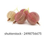 Close-up of fresh ripe gooseberries with detailed texture and vibrant colors, isolated on a white background.