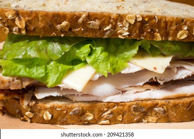 Closeup Of A Fresh Smoked, Turkey Sandwich.