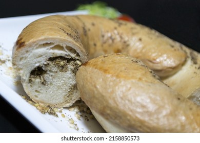 A Closeup Of A Freshly Baked Homemade Zaatar Bread