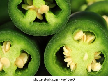 Closeup Of Freshly Cut Jalapeno Peppers