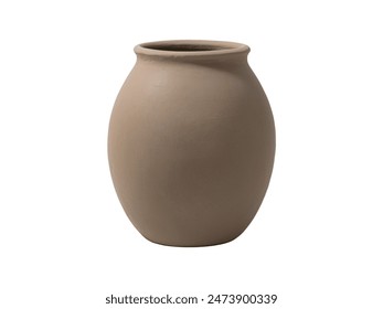 Closeup front view raw simple clay pot isolated on white background. Clay amphora. - Powered by Shutterstock