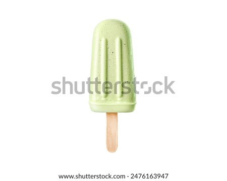 Closeup front view single ice cream popsicle isolated on white background