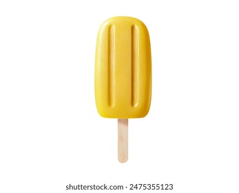 Closeup front view single yellow mango popsicle isolated on white background - Powered by Shutterstock