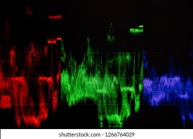 Close-up Front View Of Video Waveform Monitor With Separate RGB Colors