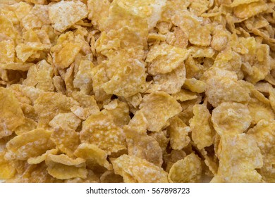 Closeup Of Frosted Corn Flakes Breakfast Cereal