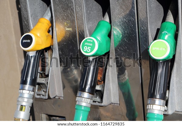 Close-up of fuel\
dispenser at service\
station