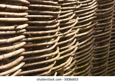 Closeup Of Gaden Willow Fence