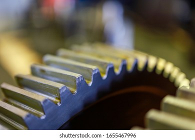 closeup gear wheel spur teeth  - Shutterstock ID 1655467996