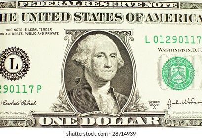 Closeup Of George Washington On A One Dollar Bill