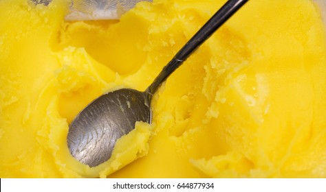 Closeup of ghee butter - famous cooking ingredient, element of bulletproof diet.