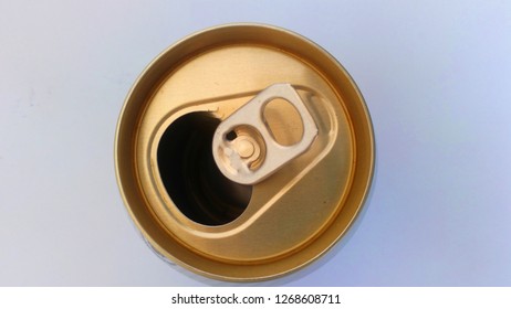 Closeup Golden Beer Canning Lid...with White Background.