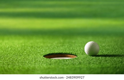 Close-up golf ball at the hole - Powered by Shutterstock